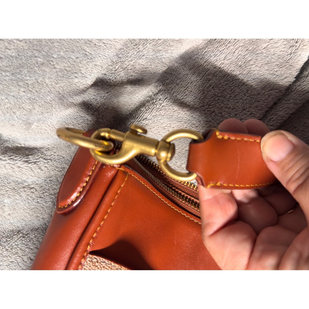 Coach Chaise Crossbody Bag Signature Coated Canvas Leather Tan Brown C8487 - Picture 13 of 15